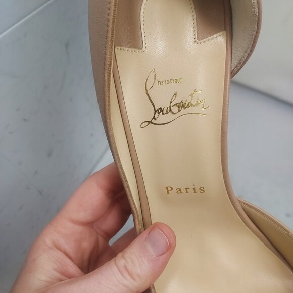 Christian Louboutin Nude Iriza Leather Half-d'Orsay Pump - Picture 5 of 15
